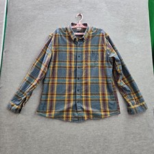 Eddie Bauer Men Button Up Shirt XL Blue Plaid Flannel Classic Fit Long Sleeve