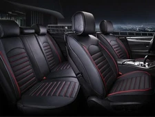 Deluxe Black Red Faux Leather Complete Seat Cover Set for Opel Insignia Astra,