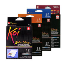 Sakura Koi Watercolor Paint Set with Brush, 12 18 24 30 Colors Sketch Drawing