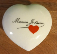 Vintage Maman Je T'aime Heart Porcelain Lidded Trinket Box