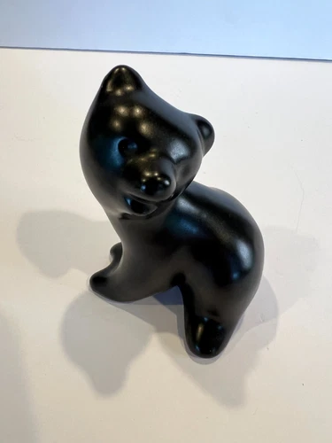Pigeon Forge Pottery TN Sitting Black Bear Vtg 4 in