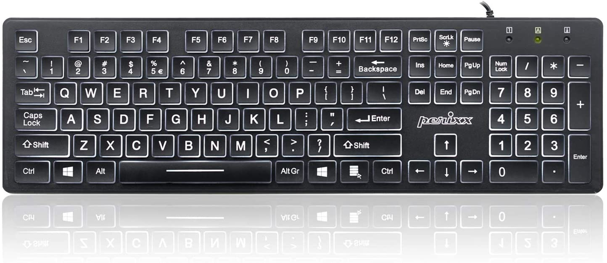 Large Print Letters Computer Keyboard LED Lighted White Backlit