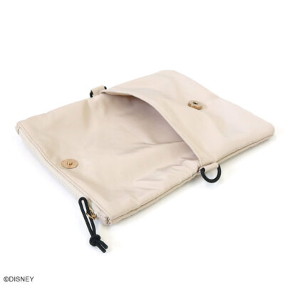 Disney Mickey Mouse Sacoshe Mini Shoulder Bag Greige w/ Pouch