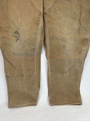 Carhartt Double Knee Pants Size 36x30 Tan Brown Distressed Jeans