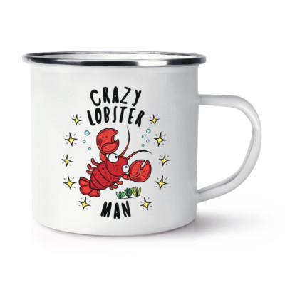 Crazy Lobster Man Stars Retro Emaille Becher Tasse - Lustiges Tier Camping