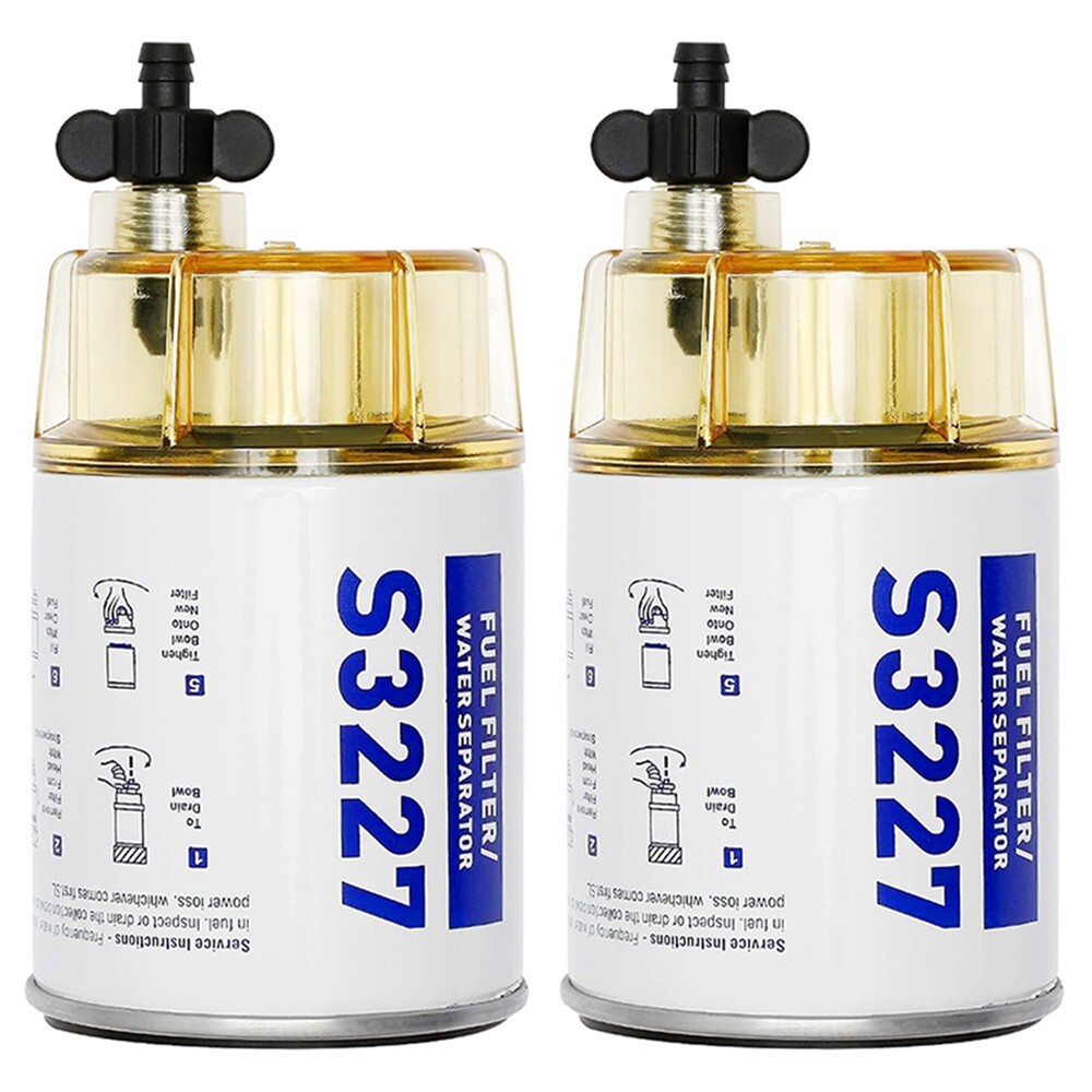 2xFuel Filter Water Separator with Clear Bowl Assembly For Marine Outboard Motor