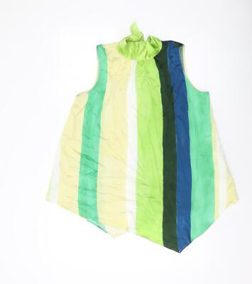 Zara Damen Basic Bluse Mehrfarbig Gestreift Polyester Größe S Stehkragen