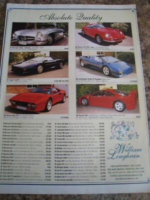 ABSOLUTE QUALITY WILLIAM LOUGHRAN CARS THE HAWTHORNES PRESTON  ADVERT A4 FILE 46