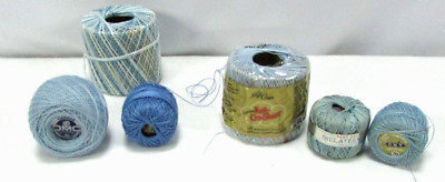 Unbranded Cotton / Acrylic Crochet Thread Blue Blends Colors Lot of 6