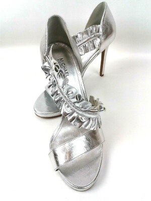 wide silver heels