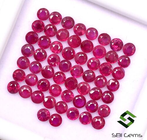 Natural Ruby Round Cut 3 mm Lot 15 Pcs Burma Calibrated Loose Gemstones - Picture 3 of 4