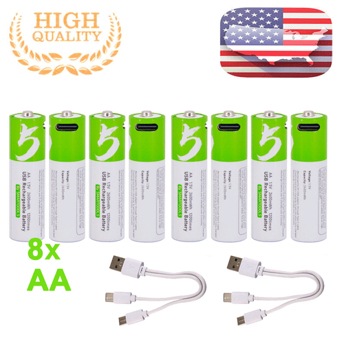 Lot 750/2600mWh AAA AA Battery W/ Type-C USB Rechargeable Lithium ion Batteries - Picture 25 of 34