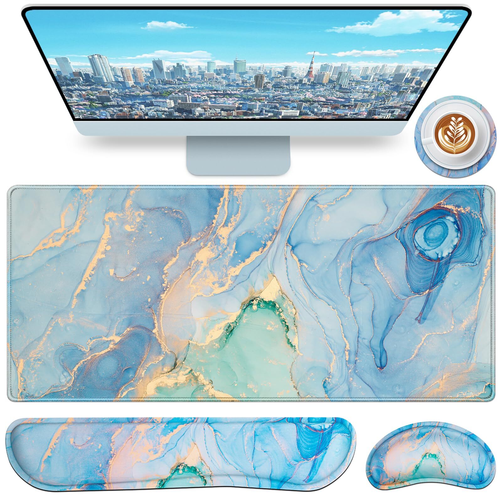 Large Ergonomic Mouse Pad with Wrist Rest for Keyboard and Mouse-image