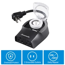 DEWENWILS Outdoor Light Timer Outlet Switch Plug Electrical Outlets Waterproof