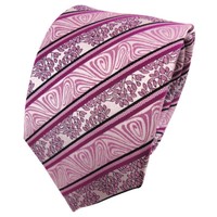 Tigertie Seidenkrawatte Magenta Rosa Schwarz Silber Gestreift - Krawatte Seide