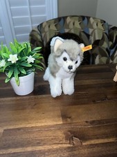 Steiff Bernie Husky Plush 7 in tall - Realistic Stuffed Animal