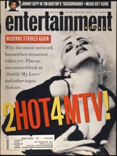 1990 ENTERTAINMENT WEEKLY #44 MADONNA "2 Hot For MTV" PHOTO COVER Magazine