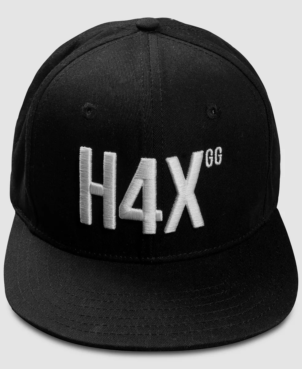 $149 H4X Men Black 6-Panel Logo Snapback Adjustable Flat-Brim Cotton Cap  Hat O/S