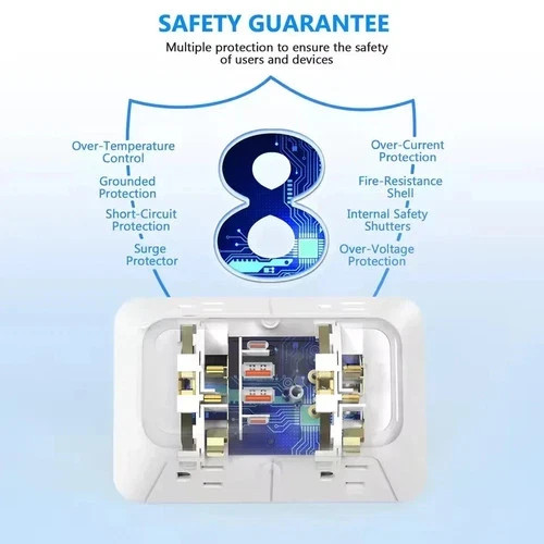 6 Outlet Extender Surge Protector Multi Plug Wall Adapter USB Charger Ports with