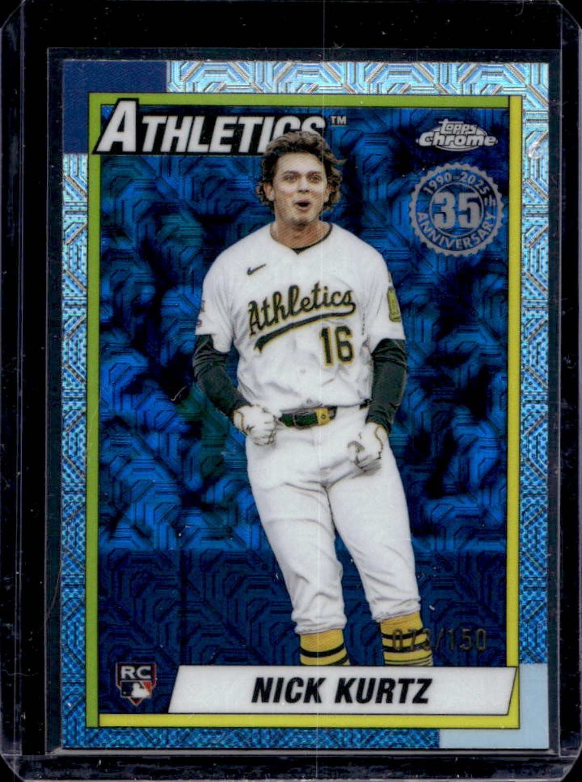 2025 Topps Update Nick Kurtz Silver Pack 1990 Chrome RC Blue Refractor #73/150