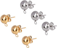 40 StüCk Edelstahl Ohrstecker Halbrunde DIY Ohrringe ZubehöR Mit Schlaufe Golden
