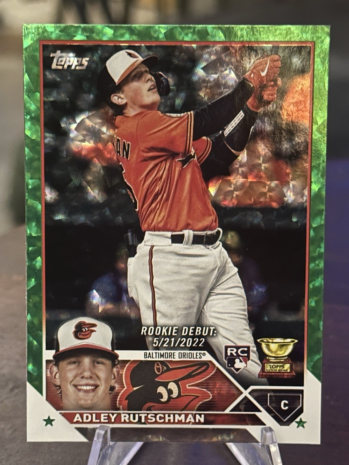 Adley Rutschman 2023 Topps Update Series Rookie Debut Green Foilboard. 29/499