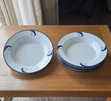 SET OF 6 DANSK FLORA BAYBERRY BLUE 8-3.4" RIMMED SOUP BOWLS 2 SETS AVAILABLE