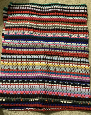 MULTI COLOR RAG RUG  20 x32  PINK,YELLOW,LT BLUE, ECT.
