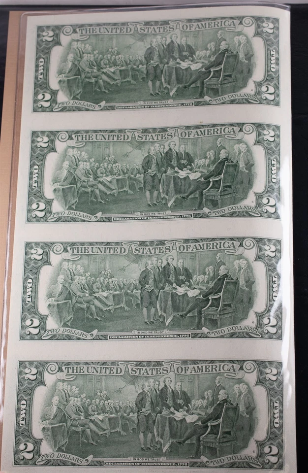 World Reserve 2003 $2 United States Currency Uncut Sheet 4 Notes UNC - Image 3 of 4