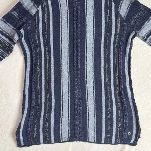 American Eagle Mens Blue Striped Baja Hoodie Knit Cotton Sweater Size M YEAR2014 image 12
