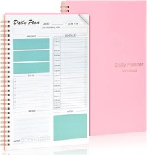 Daily Planner Undated B5 To Do List Notebook w/Hourly Schedule Calendars 166 Pgs