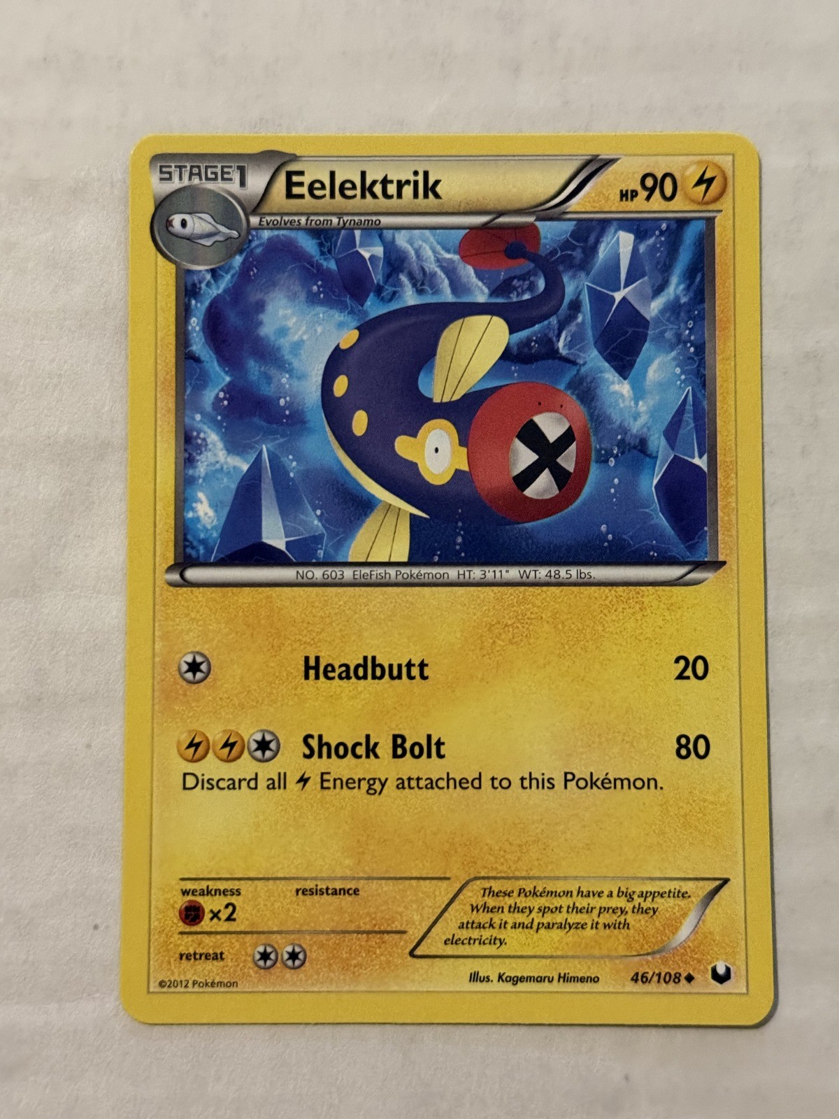 2012 Pokemon TCG Dark Explorers Eelektrik Uncommon 46/108 LP