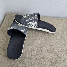 NWOT RARE OLUKAI MAHA 'OLU Mens 11 Blue Palm Tree Slides Sandals