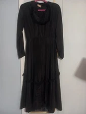 Vintage Women's Henry Rosenfeld Sateen 1940s-1950s Black Dress S/M