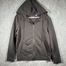 FIGS Essential Zip Up Hoodie On Shift Jacket Women's L Black Scrubs