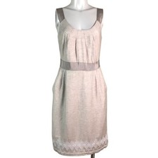 BANANA REPUBLIC TAN LINEN EMBROIDERED DRESS