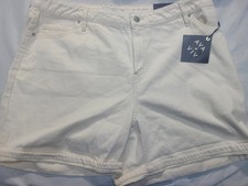 Women's High-Rise Midi Cuffed Jean Shorts Ava Viv Off-White Size 24