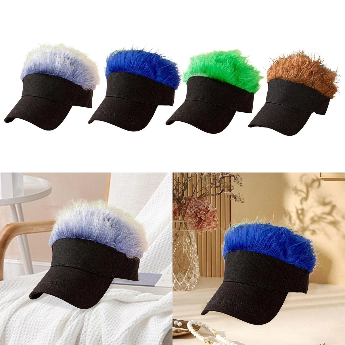 beanie berretto con capelli finti