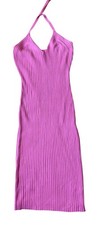 Almost Famous Y2K McBling Ribbed Midi Bodycon Halter Dress XL Pink BarbieCore 