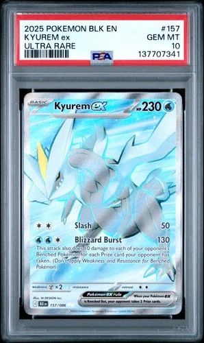 2025 POKEMON BLK EN-BLACK BOLT ULTRA RARE #157 KYUREM EX PSA 10