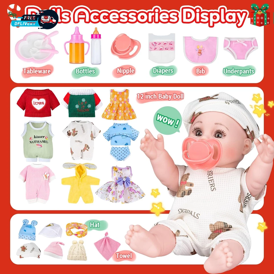 Baby Doll 2025 Advent Calendar Gifts,  12'' Dolls Set with Clothes & Accessories - Image 3 of 4