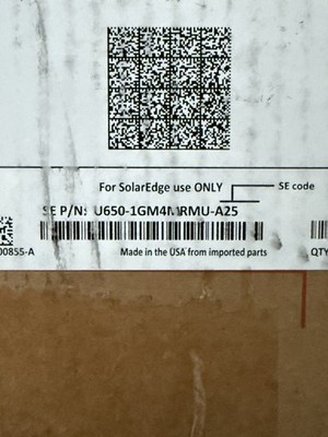 U650 SolarEdge Optimizer. Individual Optimizers