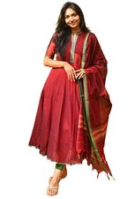 GoSriKi Women's Rayon Viscose Solid Anarkali Kurta with Dupatta