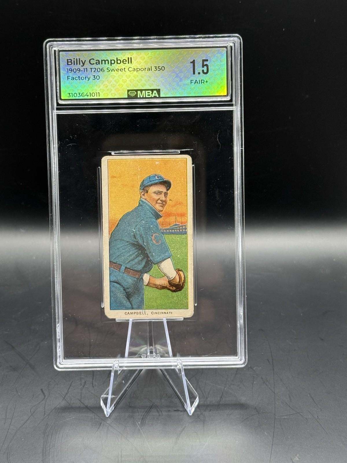 1909 T206 Billy Campbell Sweet Caporal 350 MBA 1.5 *Reds*