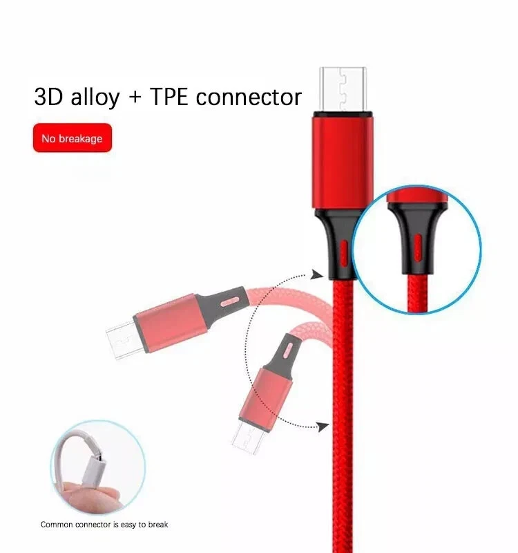 HeavyDuty 3 in 1 Multi USB Charger Charging Cable For Type-C iPhone USB Micro - Image 3 of 4