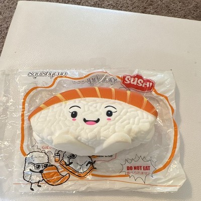 Scented Sushi Squishy Foam Squeeze Toy Stress Reliever White Orange 6in x 4in
