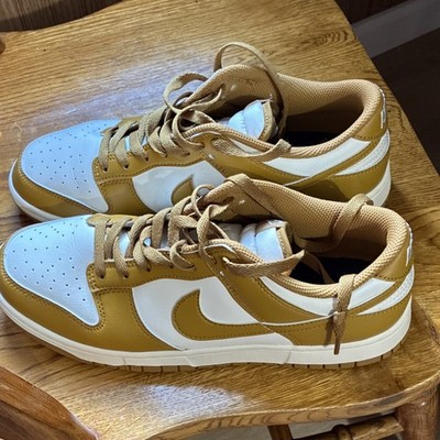 Nike Dunk Low White Brown Men's Lace Up Low Top Athletic Sneakers