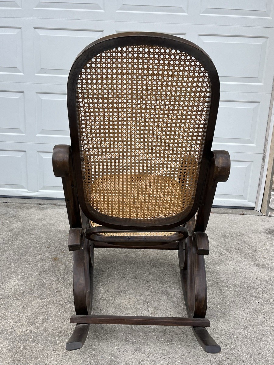 Vintage 1960s Bentwood Rocking Chair - Cane Seat & Back Mid