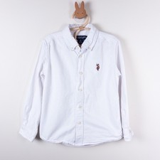 U.S. Polo Assn. Button Down Shirt Kids 6-7 White Long Sleeve Oxford Logo