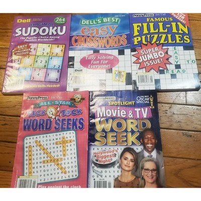 Lot of 5 New Dell Penny Press Word Search Puzzle Books Sudoku Crossword Fill-in